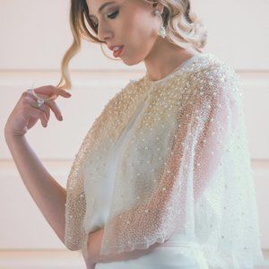 Ivory Pearl Topper, Cover-up, Bridal Topper NWT